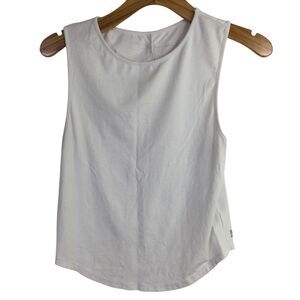 Buff Bunny Womens Round Neck Tank Top Sleeveless Casual White Size Medium